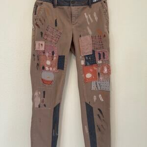 Anthropologie Pilcro & Letterpress Hyphen Patched Chinos Pant SZ26 Patchwork